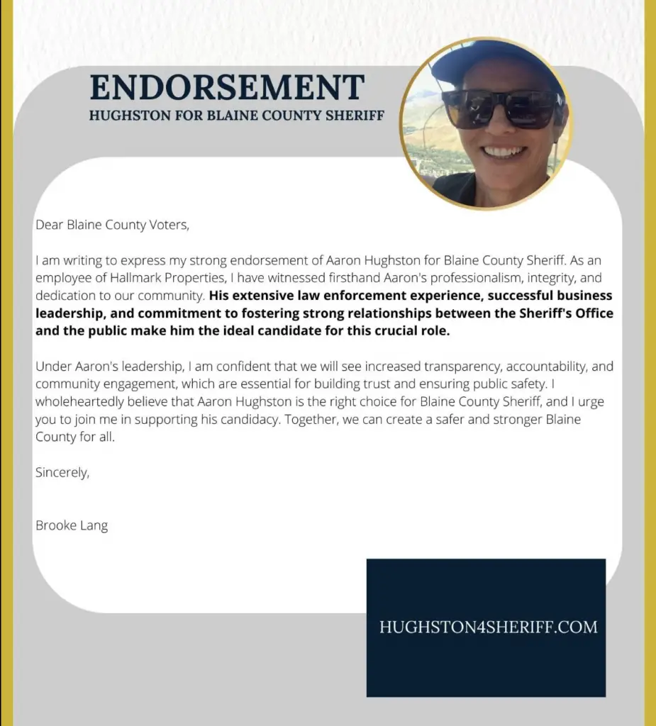 hughston 4 sheriff | public endorsements | vote hughston