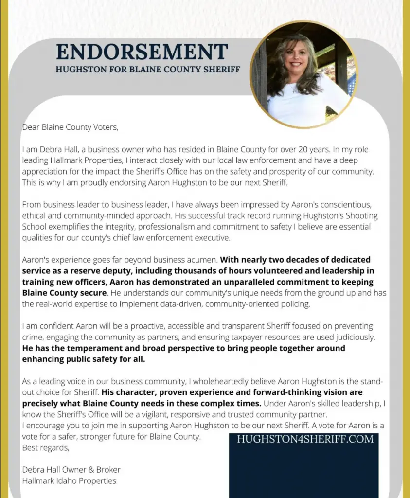 local endorsements | hughston for sheriff | blaine county election